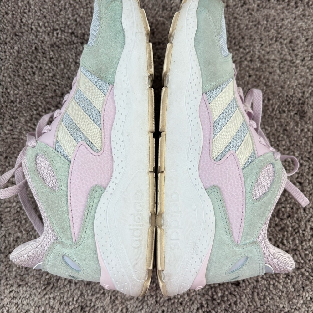 Adidas Cloud Foam Pastel Mint and Pink Sneakers